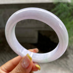 大圈口    细糯种紫罗兰飘绿花正圈平安镯60.2圈        天然缅甸A货翡翠（yc383103）