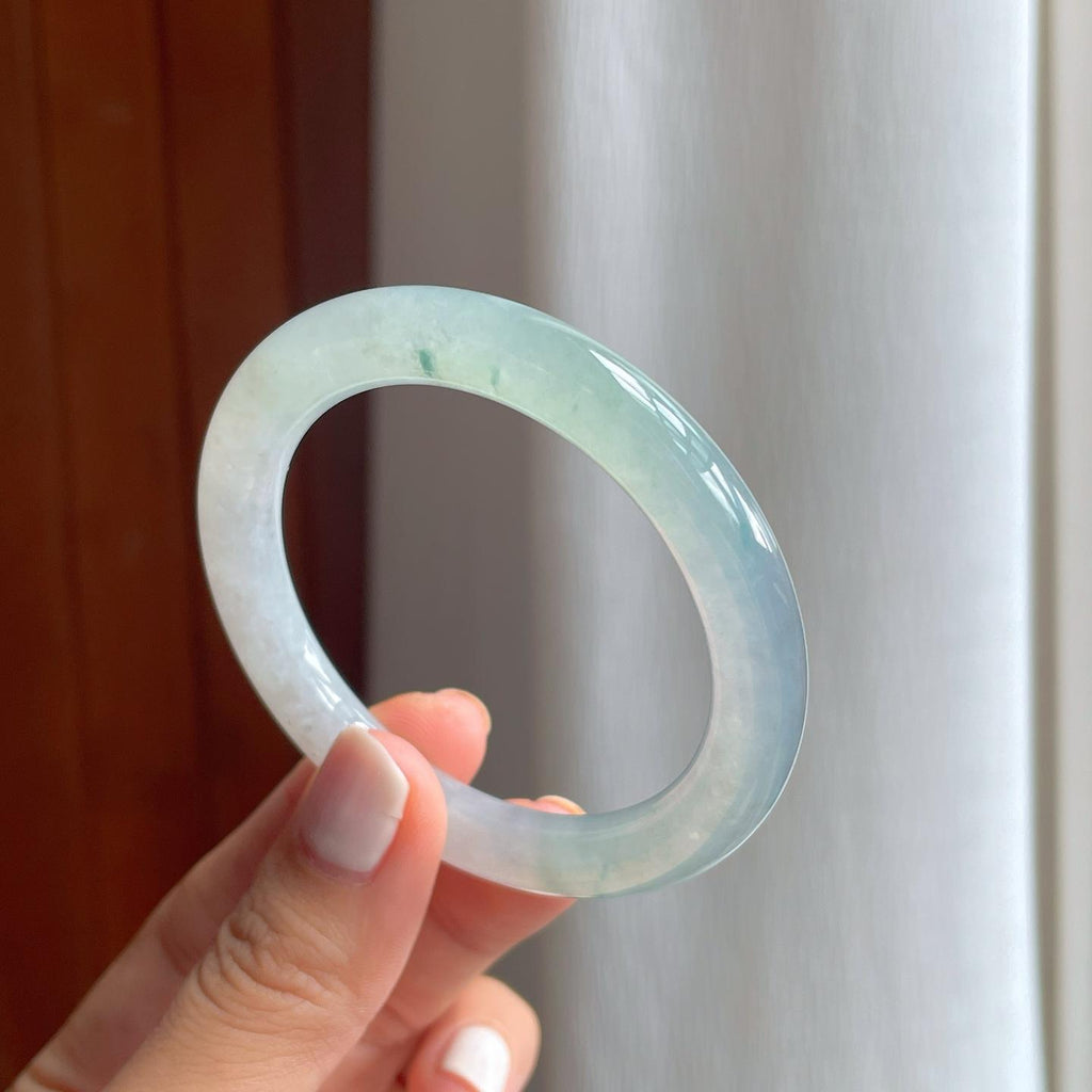 冰种飘花翡翠圆条手镯（50.5mm）（yc254044）