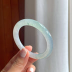 冰种飘花翡翠圆条手镯（50.5mm）（yc254044）