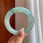 糯冰飘花翡翠圆条手镯（54.5mm）（yc295783）