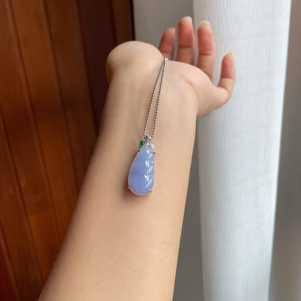 18k金钻镶糯冰紫罗兰翡翠豆子（yc175322）