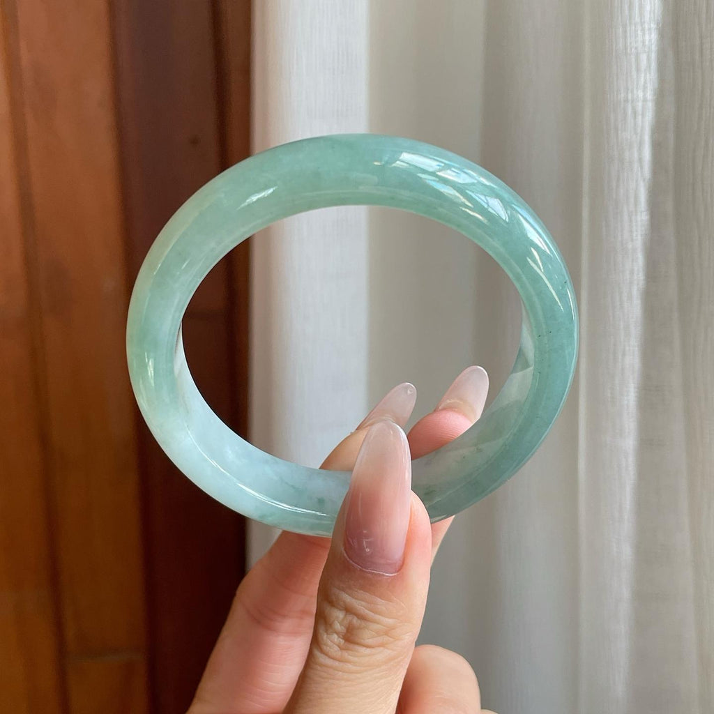 糯冰蓝底翡翠平安镯（56.3mm)（yc282498）