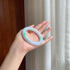 糯冰带色翡翠圆条手镯（54mm)（yc377078）