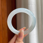糯冰白月光翡翠圆条手镯（54.5mm)（yc406767）