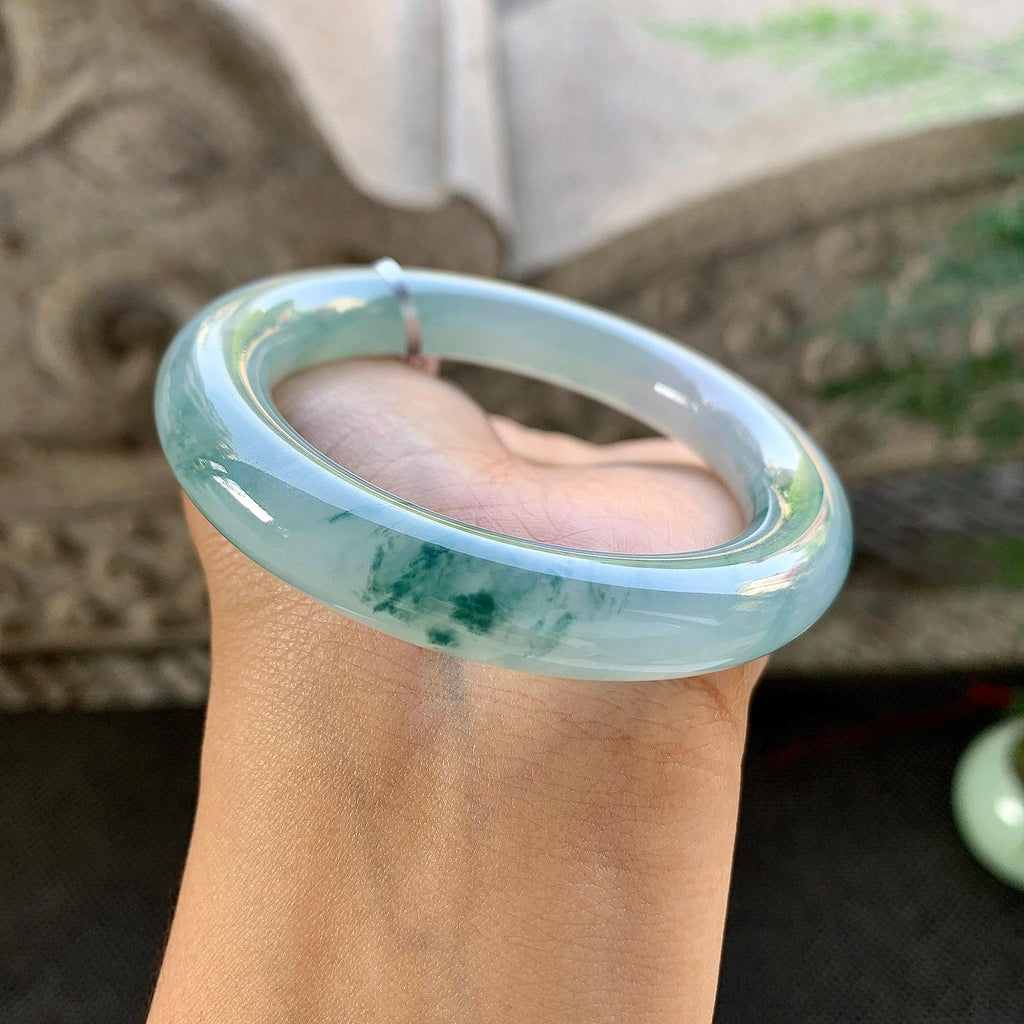 糯冰种飘花圆条手镯（53.3mm）（yc264045）