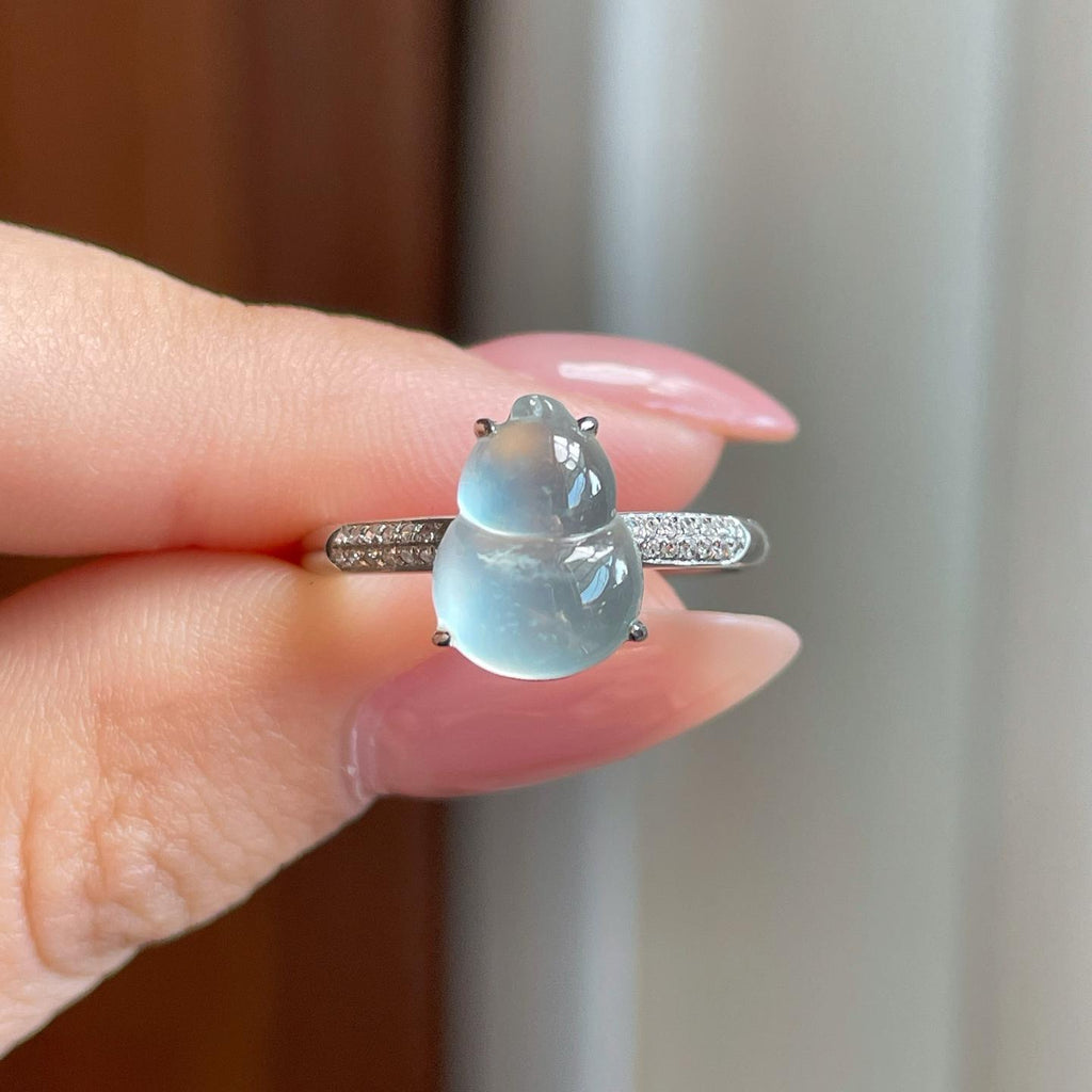 18k金镶冰种无色翡翠戒指（yc335283）