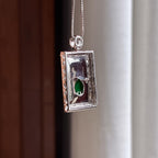 Mặt bài vô sự mãn lục nhu băng đính vàng 18k Ngọc phỉ thúy tự nhiên loại A Myanmar (yc450419)