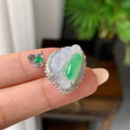 18K金钻镶糯冰种飘绿花佛公挂件（yc187244）