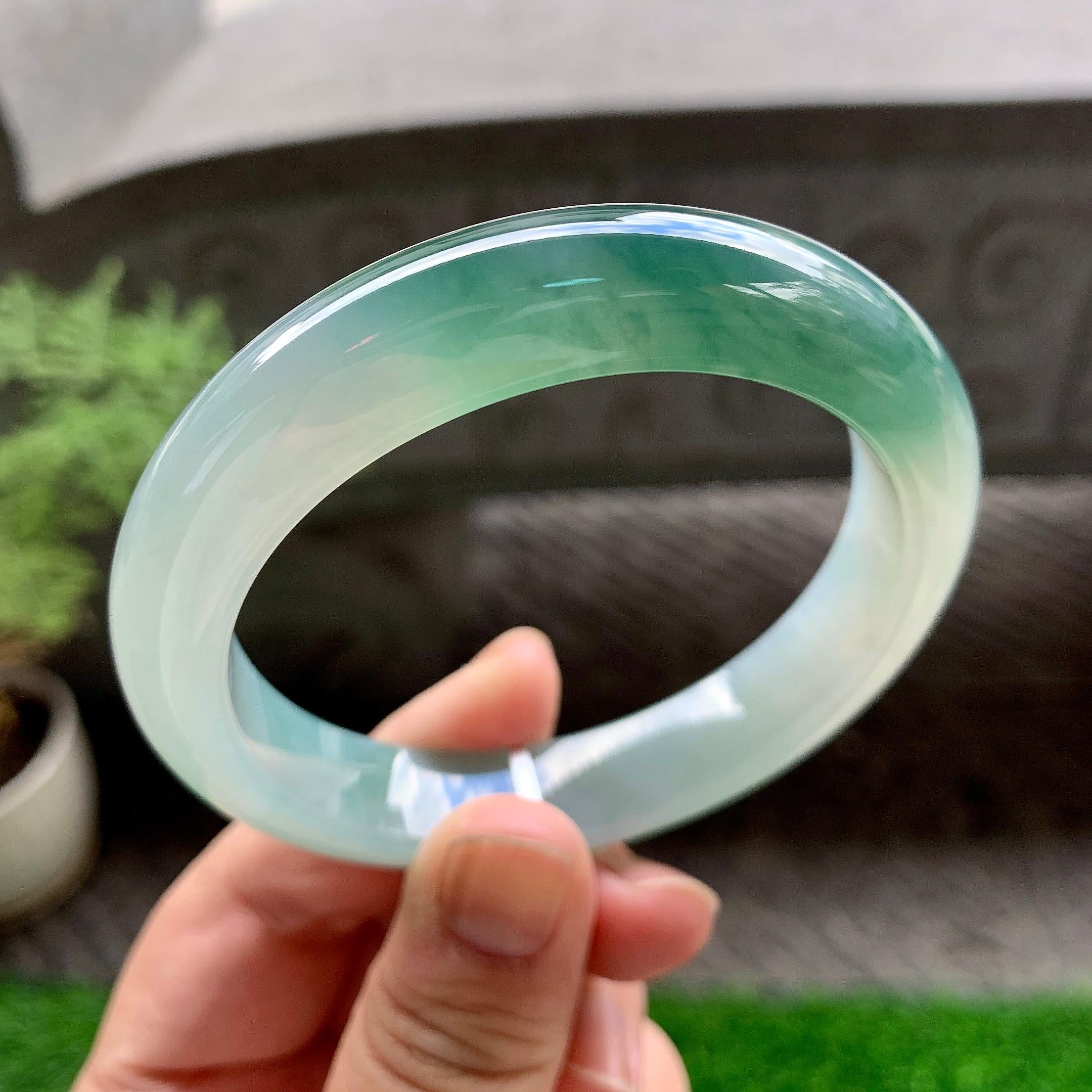 糯冰种飘花平安镯（58.2mm）（yc231097）
