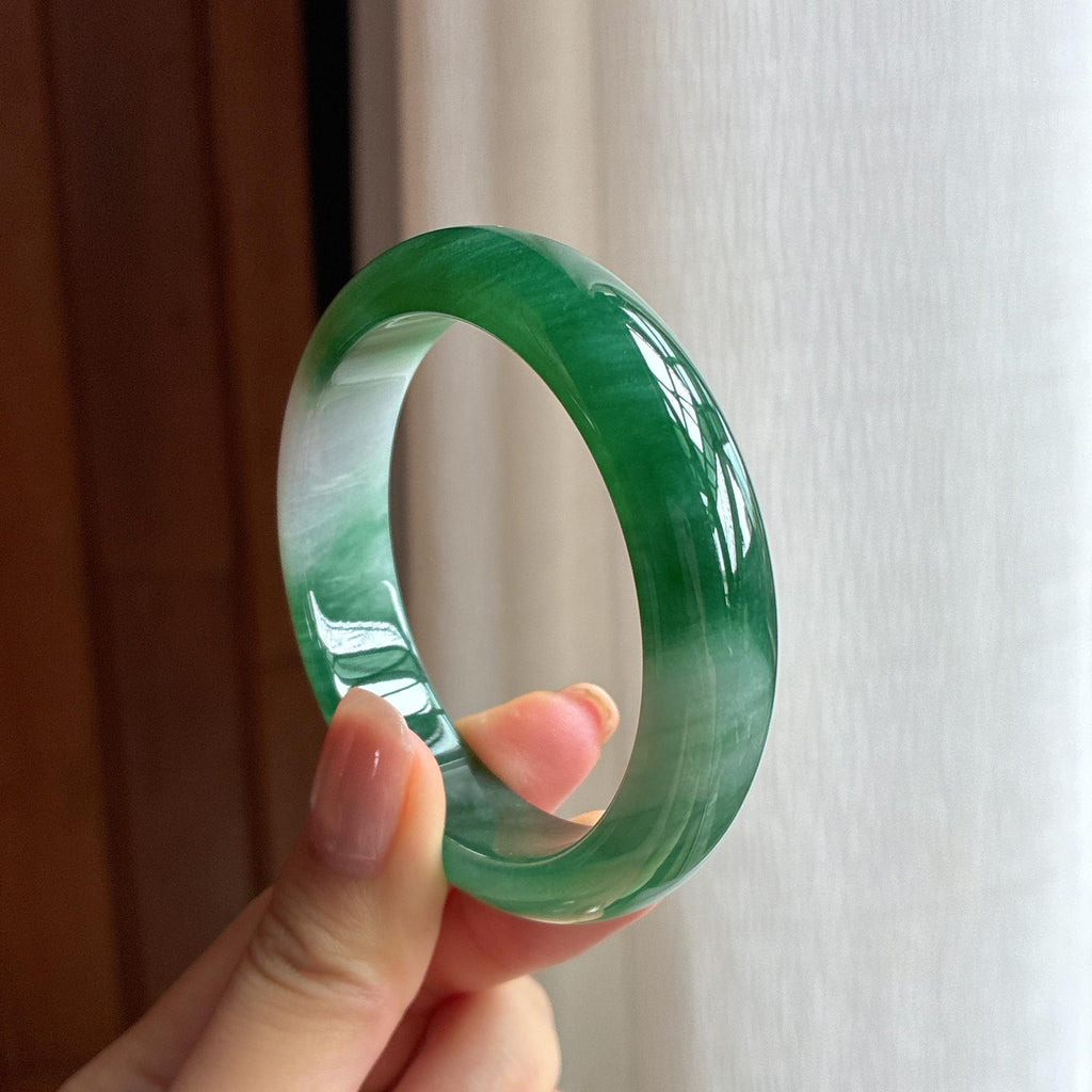 冰种带色翡翠平安镯（53.2mm)（yc424263）