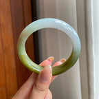糯冰半山半水翡翠平安镯（57mm)（yc415554）