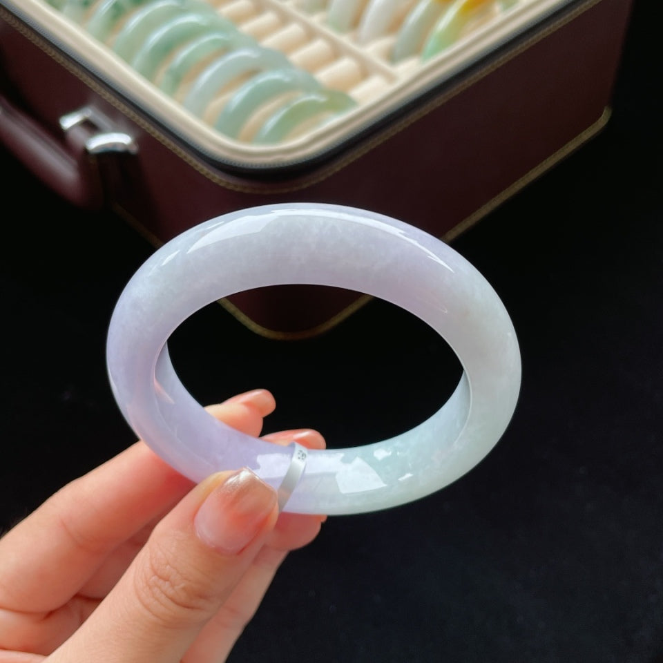 糯冰紫罗兰正圈翡翠手镯（55.5mm）（yc017183）