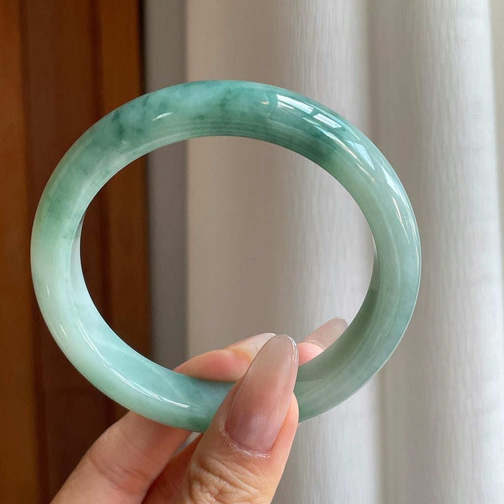 细糯冰飘花翡翠平安镯（60.5mm）（yc272824）