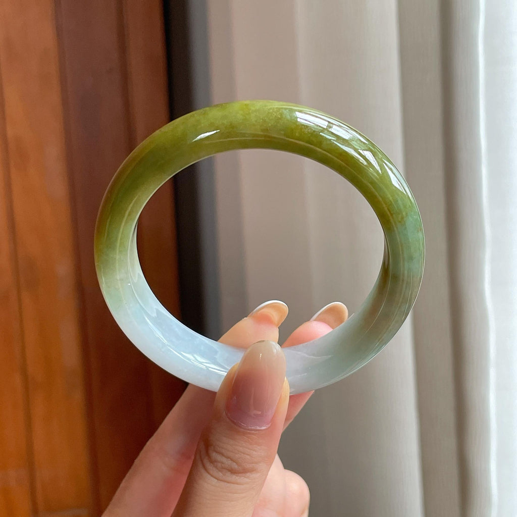 糯冰半山半水翡翠平安镯（57mm)（yc415554）