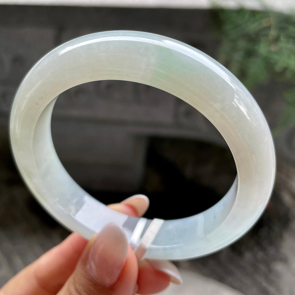 细糯种带底色正圈平安镯57.2圈          天然缅甸A货翡翠（yc407868）
