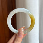 糯冰黄翡特色翡翠圆条手镯（51.5mm)（yc423126）