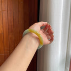 糯冰黄翡翡翠圆条手镯(56mm)（yc424297）