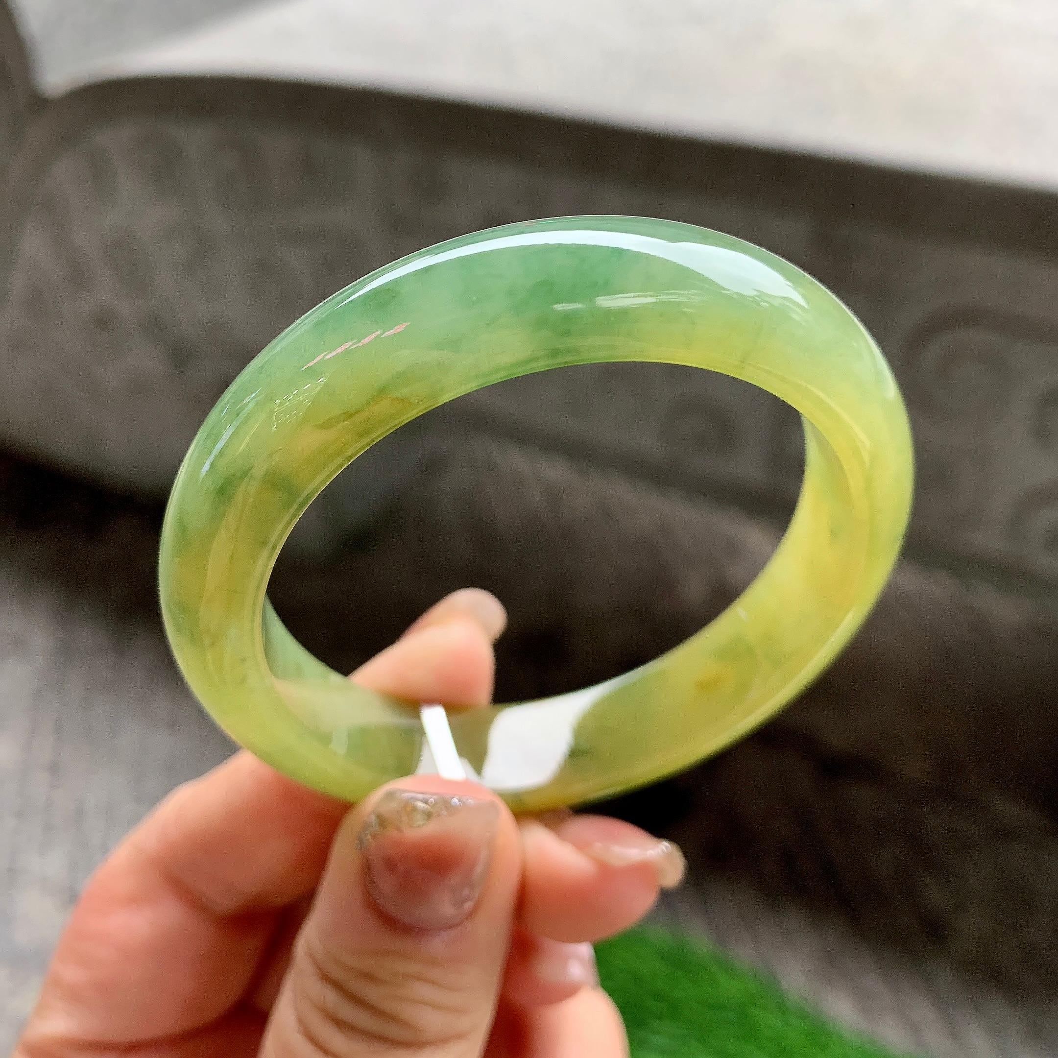 细糯种黄翡飘花平安镯（50.8mm）（yc288709）