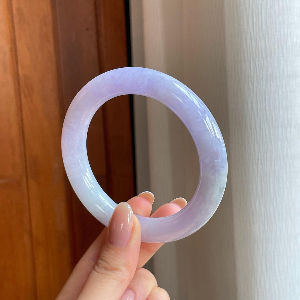 糯冰紫罗兰翡翠圆条手镯（56.8mm)（yc373956）