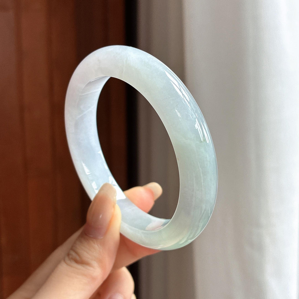 细糯种春带彩正圈平安镯 56圈 天然缅甸A货翡翠（yc460619）