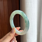 糯冰飘花圆条手镯 56圈 天然缅甸A货翡翠（yc455119）