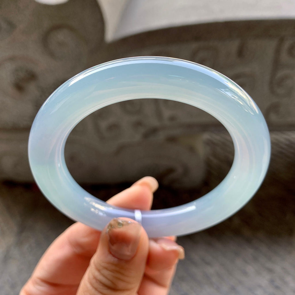 糯冰种蓝底紫罗兰圆条手镯（56.6mm）（yc295573）