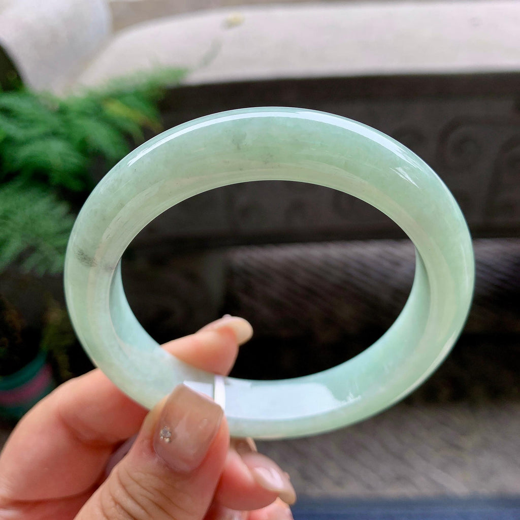 大圈口 细糯种晴底正圈平安镯 59圈口 天然缅甸A货翡翠（yc469522）