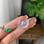 18k金冰种无色平安扣手链（yc231060）