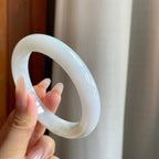 糯冰白月光翡翠平安镯（60.5mm）（yc283256）