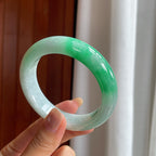 糯冰带色翡翠平安镯(56mm)（yc424292）