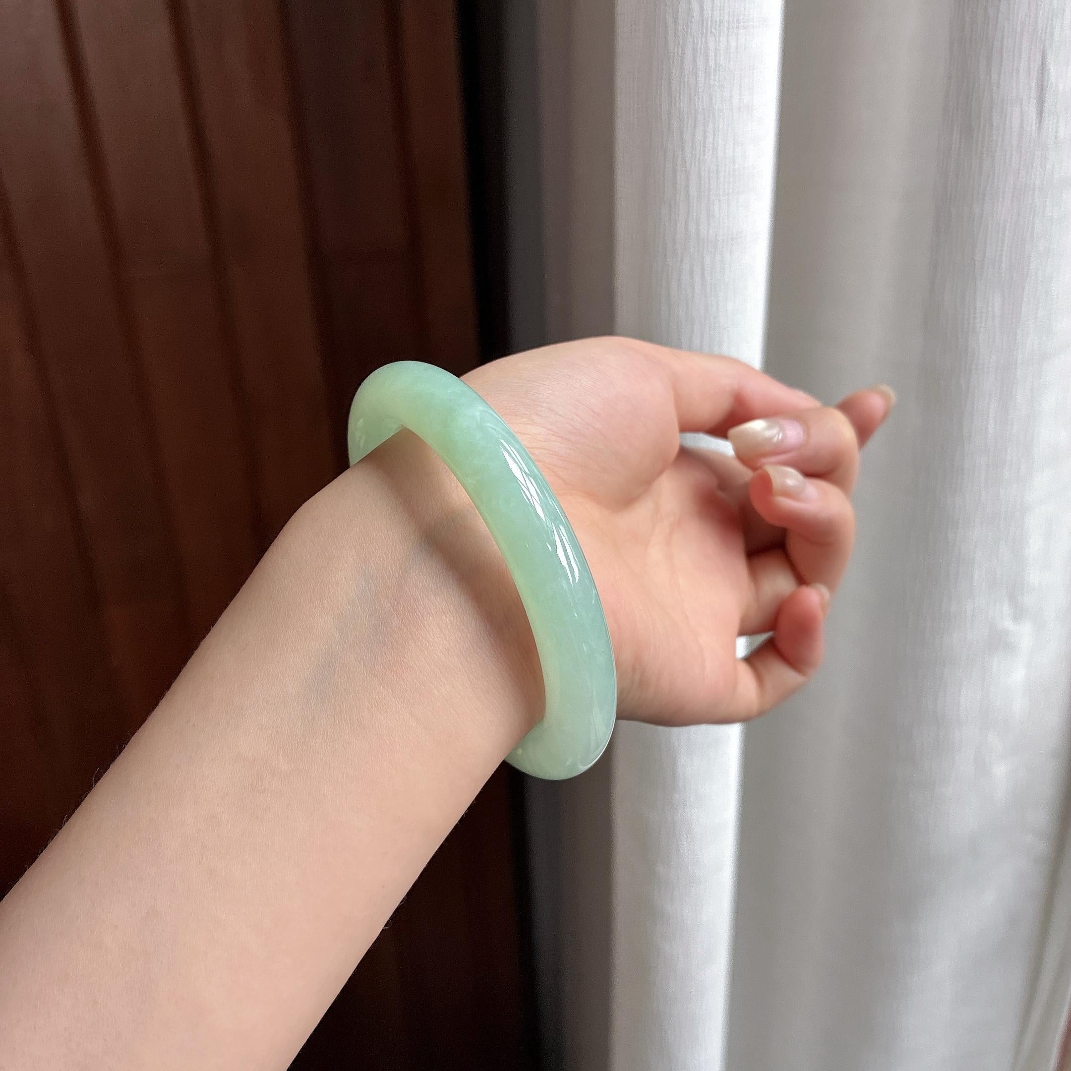 冰种晴水圆条手镯 55圈 天然缅甸A货翡翠（yc484565）