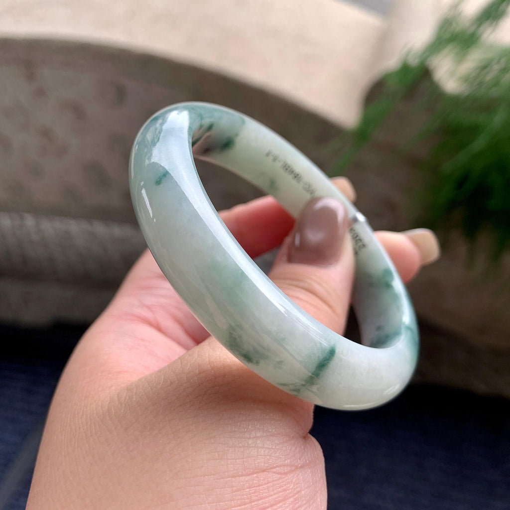 细糯种飘花正圈平安镯55圈       天然缅甸A货翡翠（yc433670）