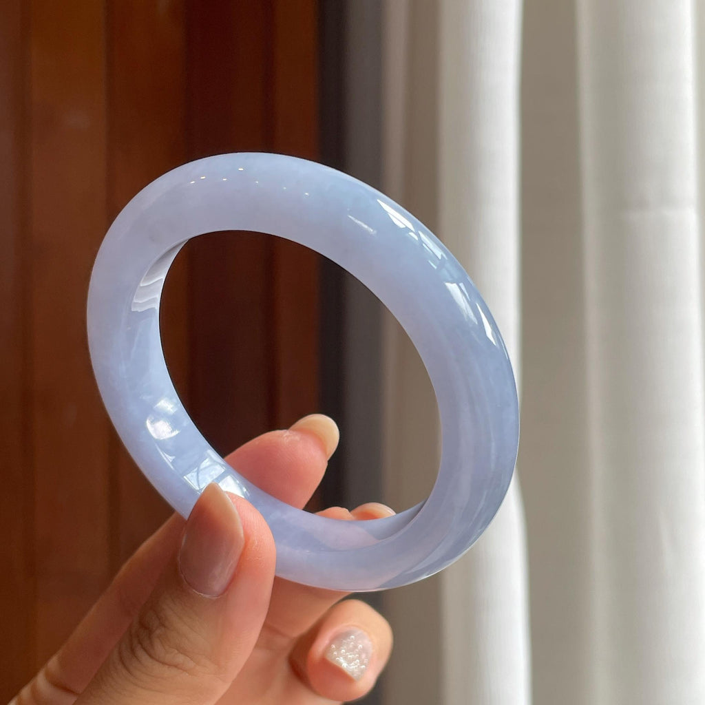 糯冰种紫罗兰翡翠平安镯(53mm)（yc414554）