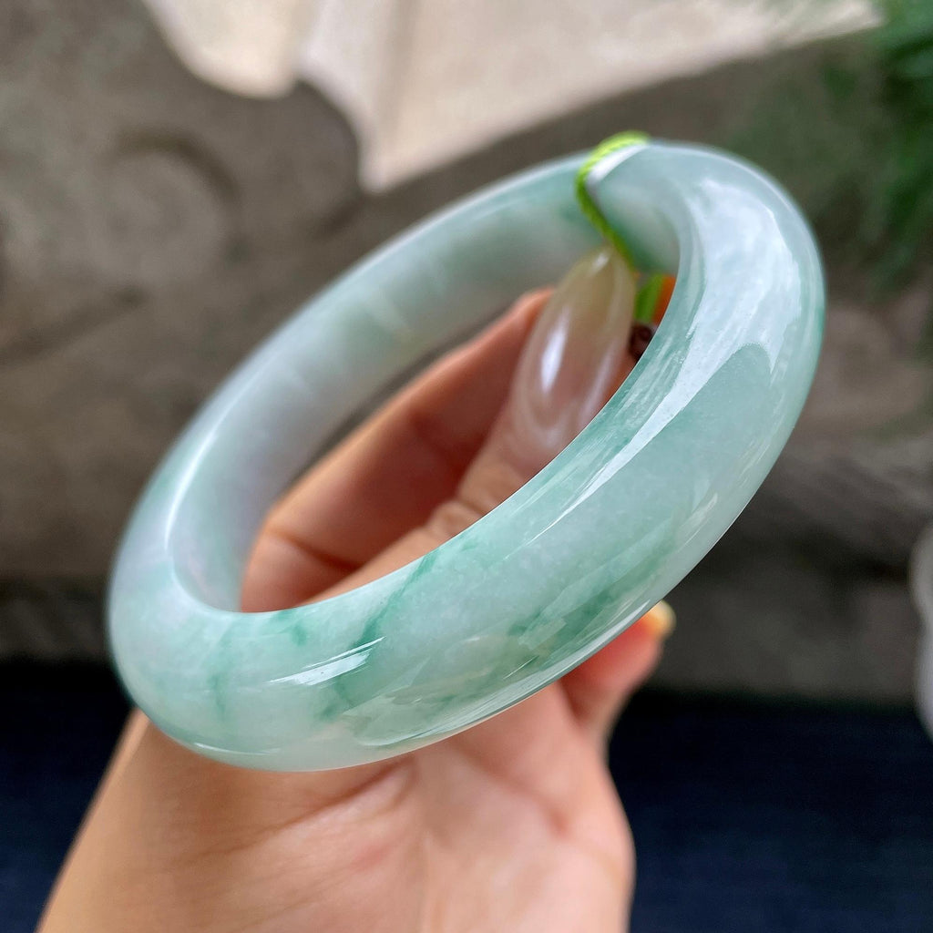 细糯种飘花正圈平安镯55圈           天然缅甸A货翡翠（yc460641）