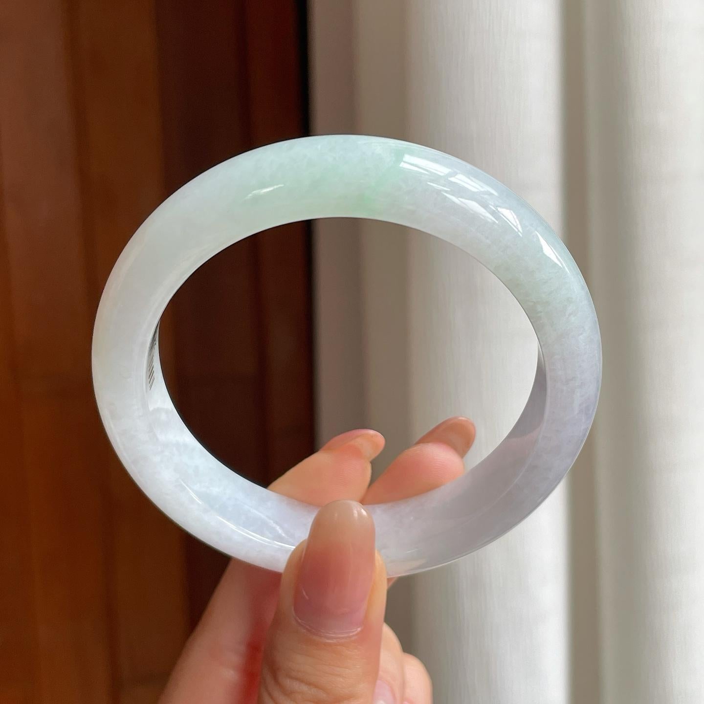 糯冰带色翡翠平安镯（57.2mm)（yc365765）