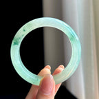 冰种飘花翡翠平安镯（53.2mm)（yc329527）