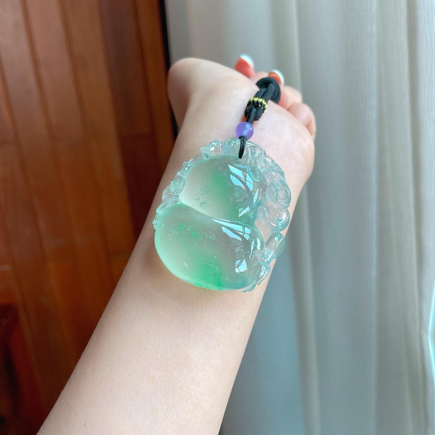 冰玻种飘花翡翠葫芦（yc397143）