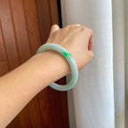 糯种带色圆条翡翠手镯（61mm）（yc268115）