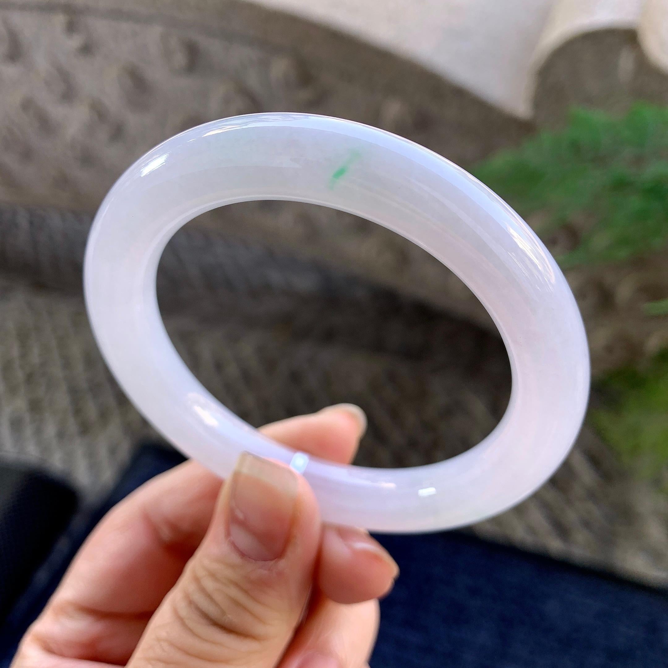 糯冰种无色圆条手镯（53.7mm）（yc305700）