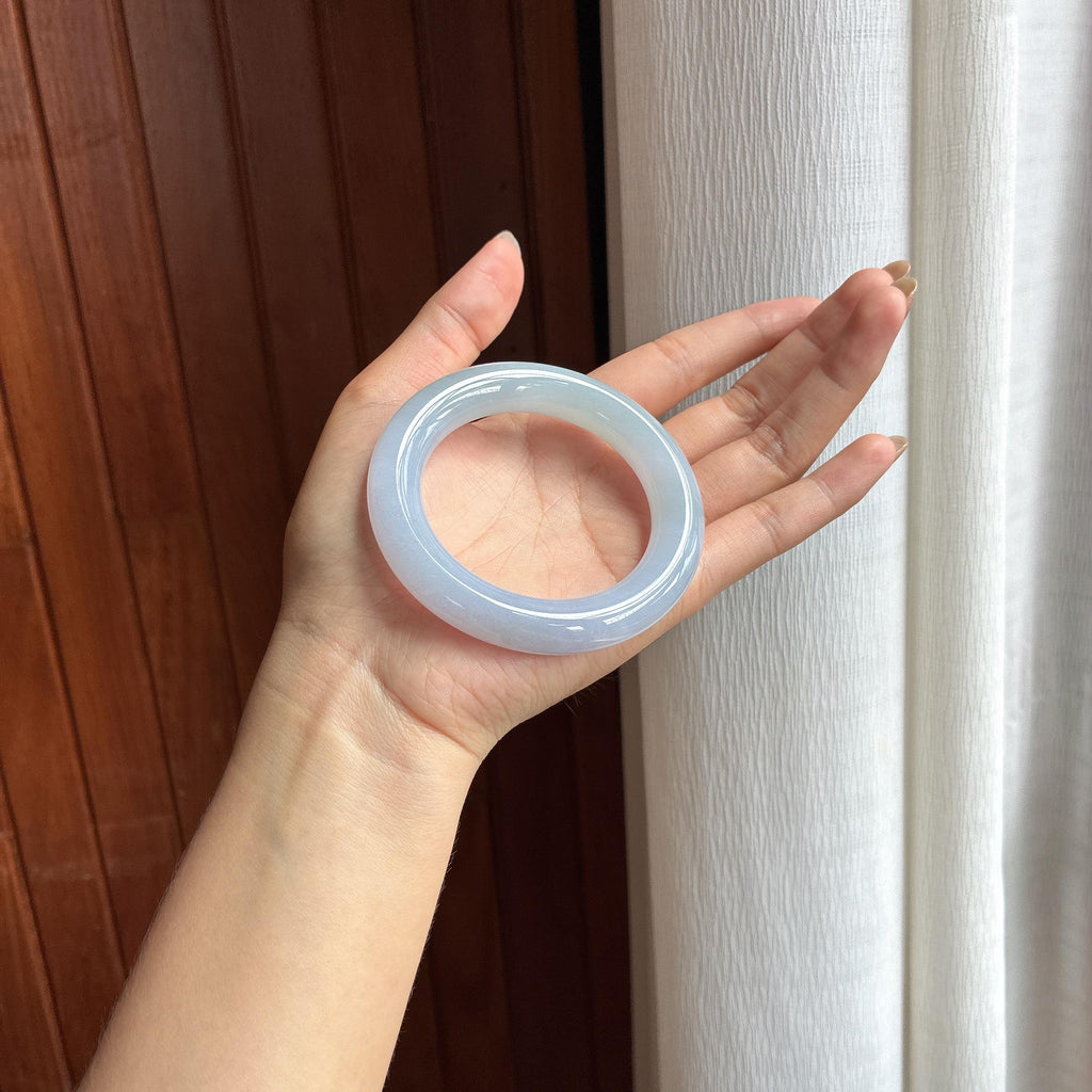 糯冰淡春彩翡翠圆条手镯（54mm）（yc420194）
