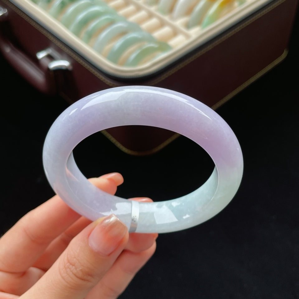 糯冰紫罗兰正圈翡翠手镯（55.5mm）（yc017183）
