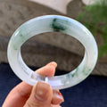 小圈口 细糯飘蓝花正圈平安镯 53圈口 天然缅甸A货翡翠（yc352929）