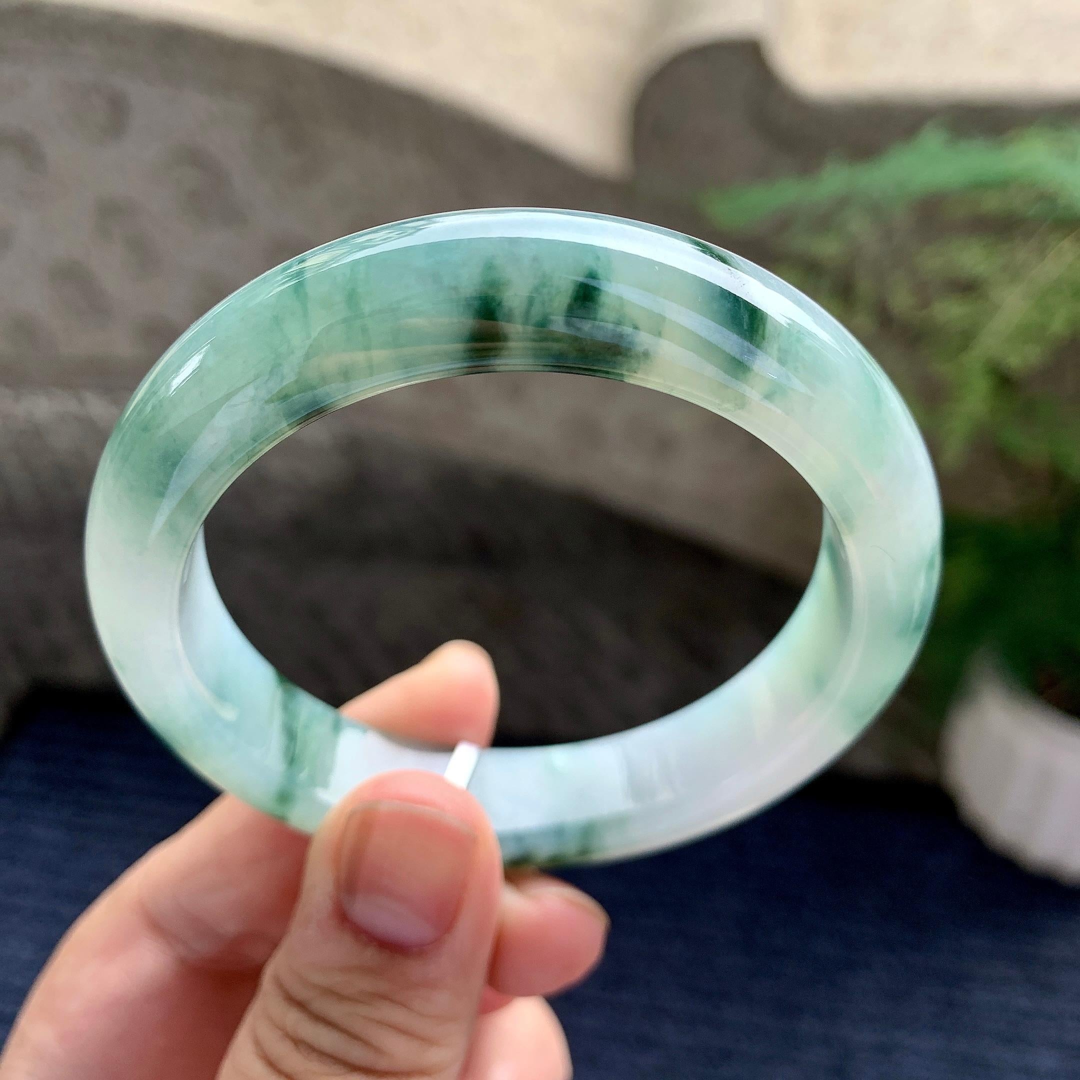 细糯种飘花平安镯（55.4mm）（yc228501）