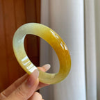 糯冰黄翡翡翠平安镯（58mm）（yc268219）