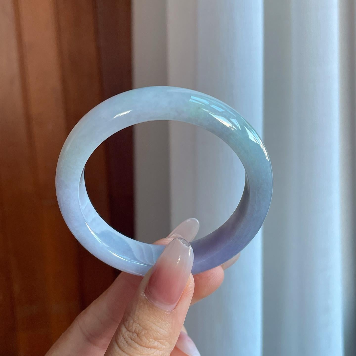 糯冰淡紫罗兰翡翠平安镯（53.3mm）（yc266490）