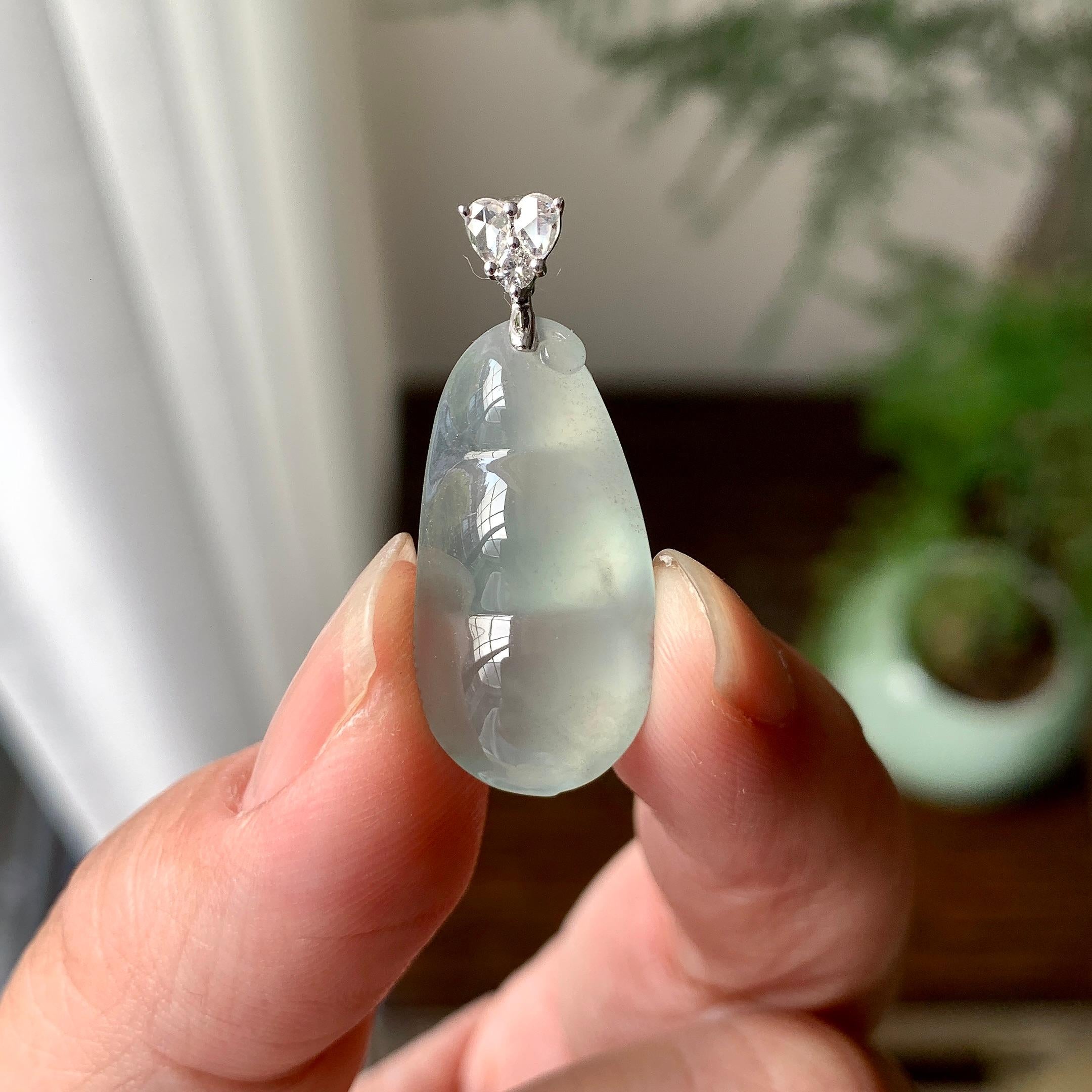 18K金扣头冰种晴水福豆挂件（yc268501）