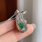 18k金镶糯冰满绿翡翠豆子（yc239364）