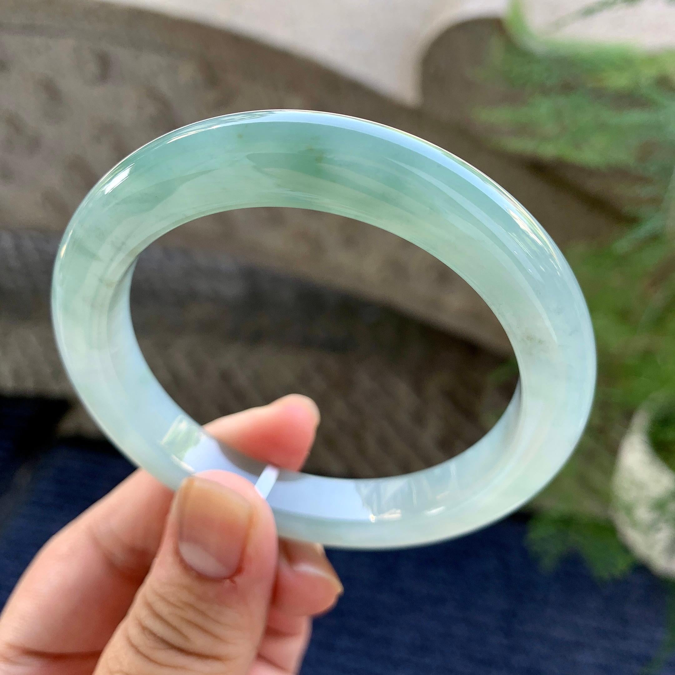 细糯种晴底飘花泥鳅背手镯（56mm）（yc249387）