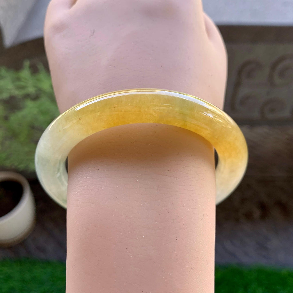 细糯种黄翡圆条手镯（56.2mm）（yc246658）