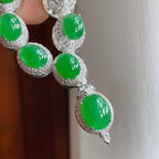 铜托糯冰满绿翡翠套链（yc251706）